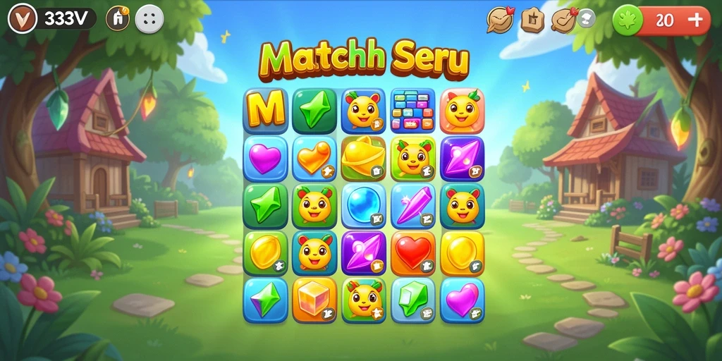 Tangkapan layar gameplay 333V yang menunjukkan momen mencocokkan objek.