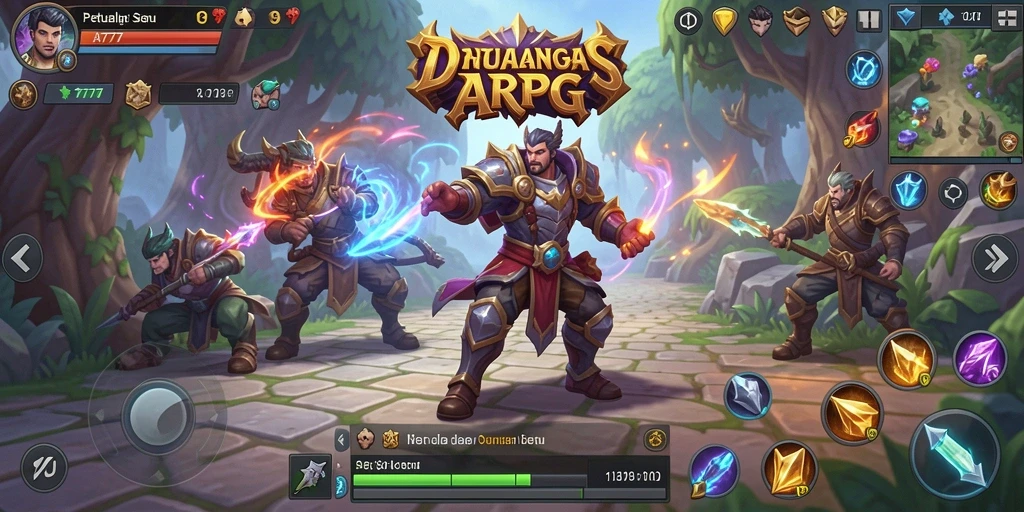 Screenshot A7777 menampilkan aksi seru dalam pertempuran ARPG.