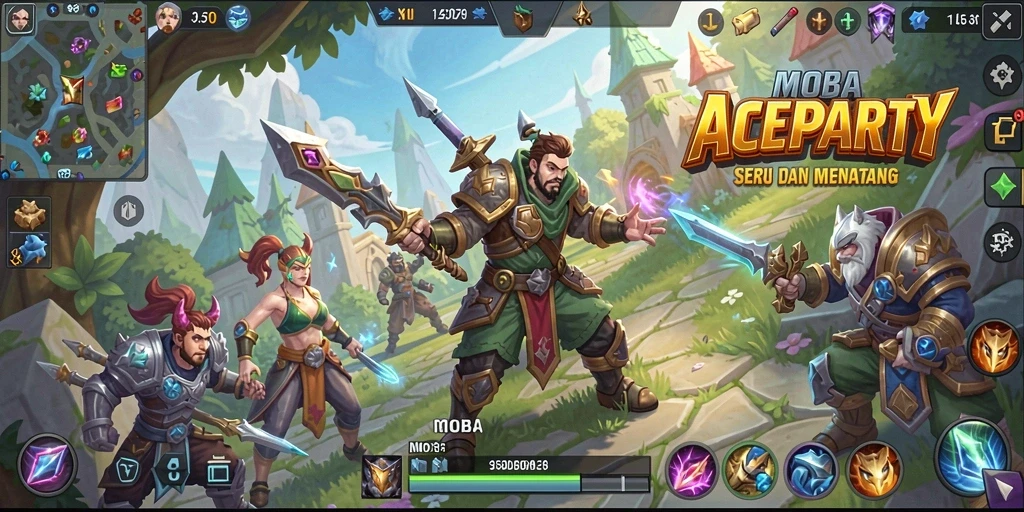 Tampilan gameplay seru dari ACEPARTY di arena MOBA.