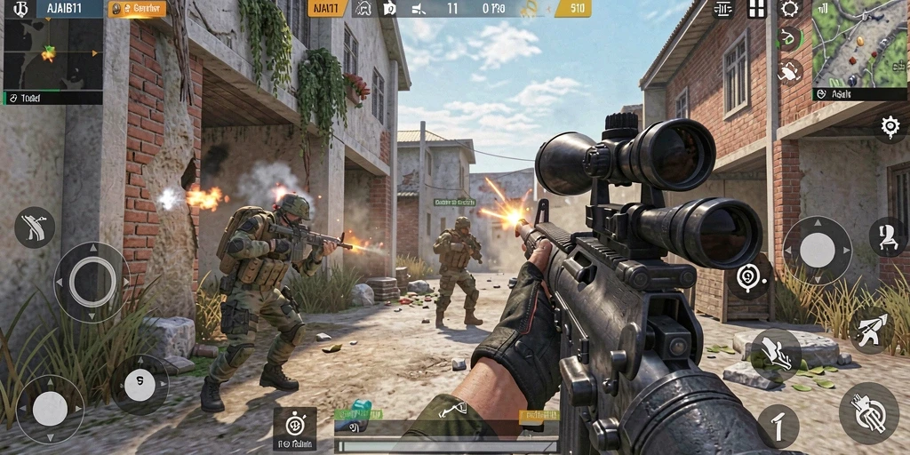 Tampilan gameplay seru dari AJAIB11 dengan aksi tembak-menembak intens.