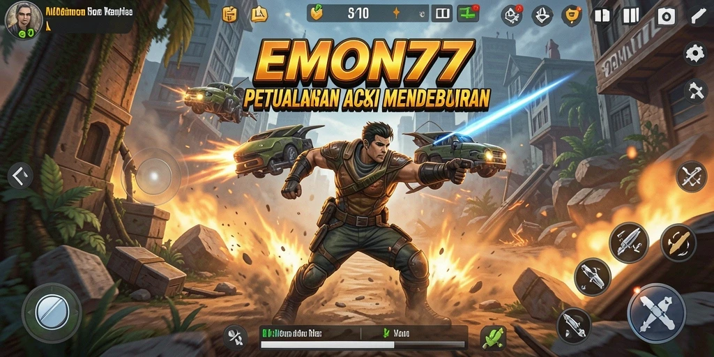 Screenshot gameplay EMON77 menampilkan aksi pertarungan yang menarik dan intens.