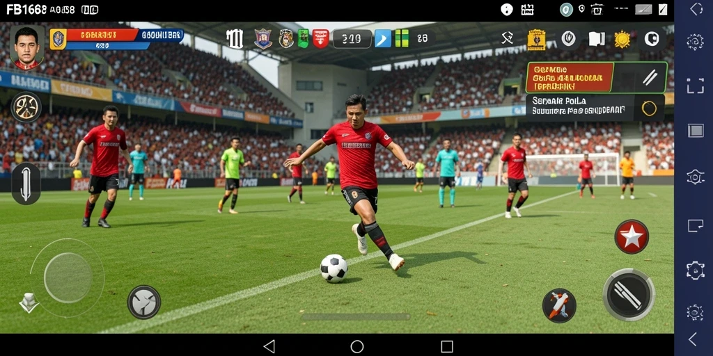Tampilan gameplay FB168 yang menghadirkan aksi sepak bola seru.