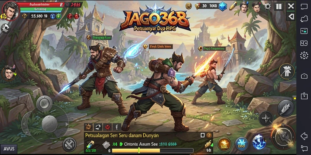 Tangkapan layar gameplay JAGO368 menampilkan petualangan seru dan pertarungan yang mendebarkan.