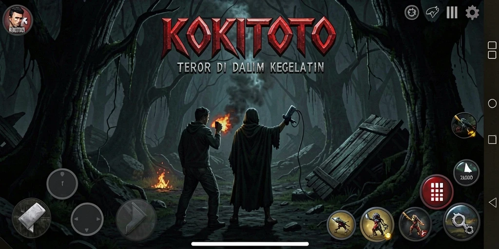 Tampilan menyeramkan dari gameplay <strong>KOKITOTO</strong>, penuh ketegangan dan misteri.