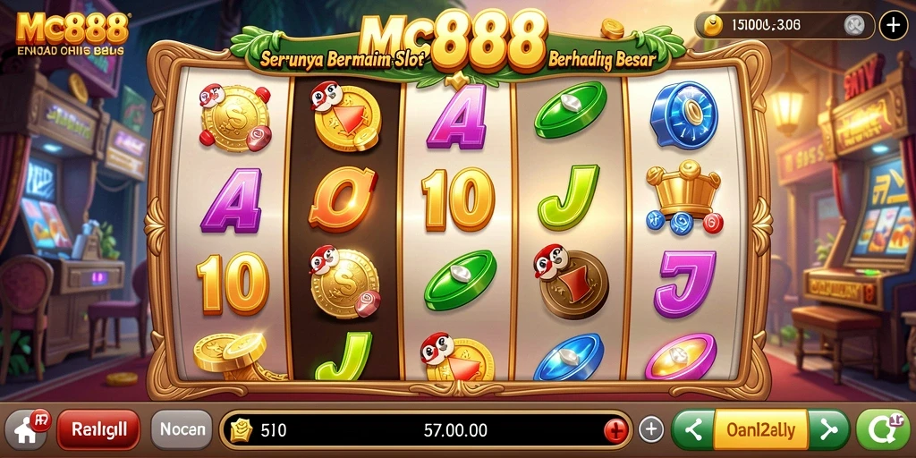 Tampilan menarik gameplay Slot di MC888 dengan berbagai tema.