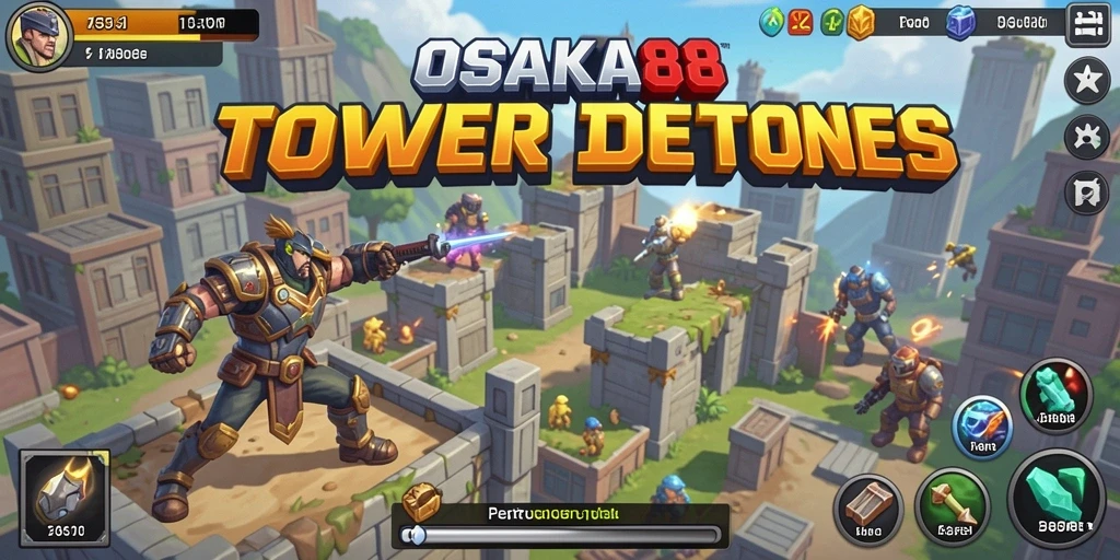Gameplay OSAKA88 dengan tower yang siap bertahan dari serangan musuh.
