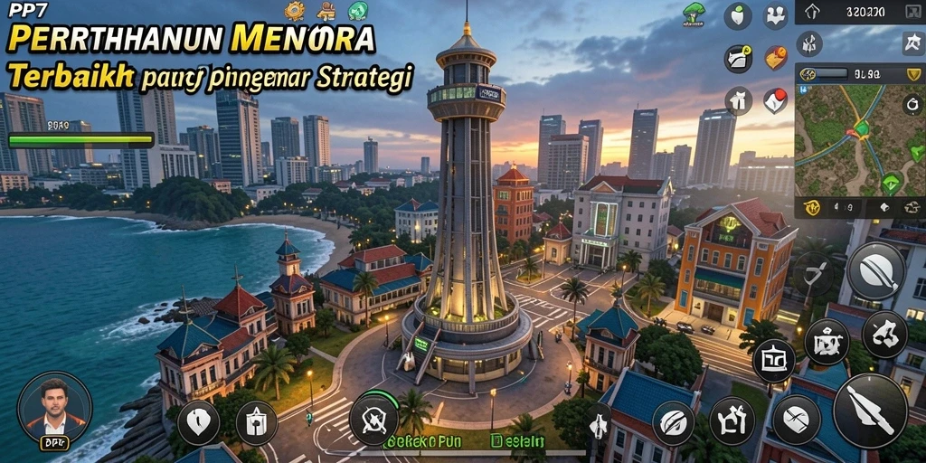 Tangkapan layar gameplay menampilkan pertahanan menara yang strategis.