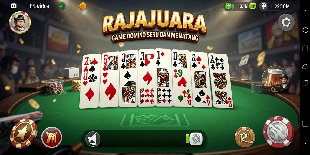 Screenshot utama RAJAJUARA menampilkan gameplay Domino yang mengasyikkan.