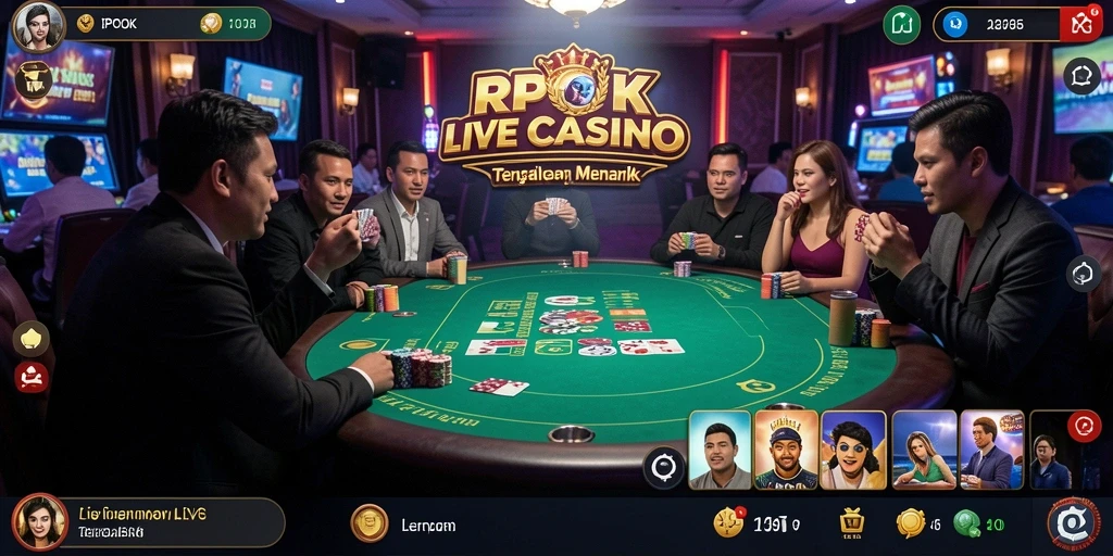 Screenshot gameplay RPOK yang menunjukkan suasana Live Casino yang mendebarkan.