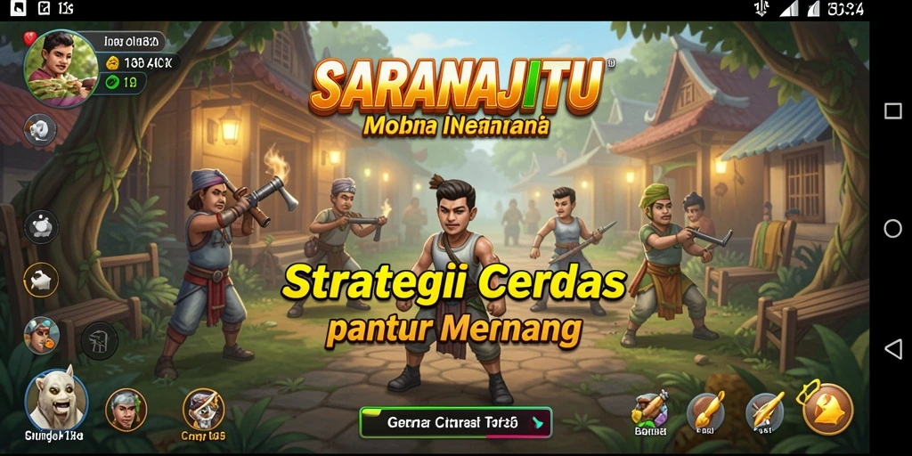 Tampilan aksi strategis dalam gameplay SARANAJITU yang menarik.