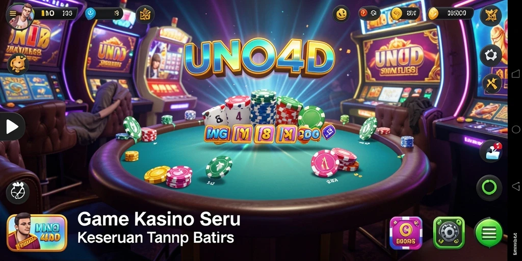 Tampilan menarik dari gameplay aplikasi Kasino UNO4D yang seru.